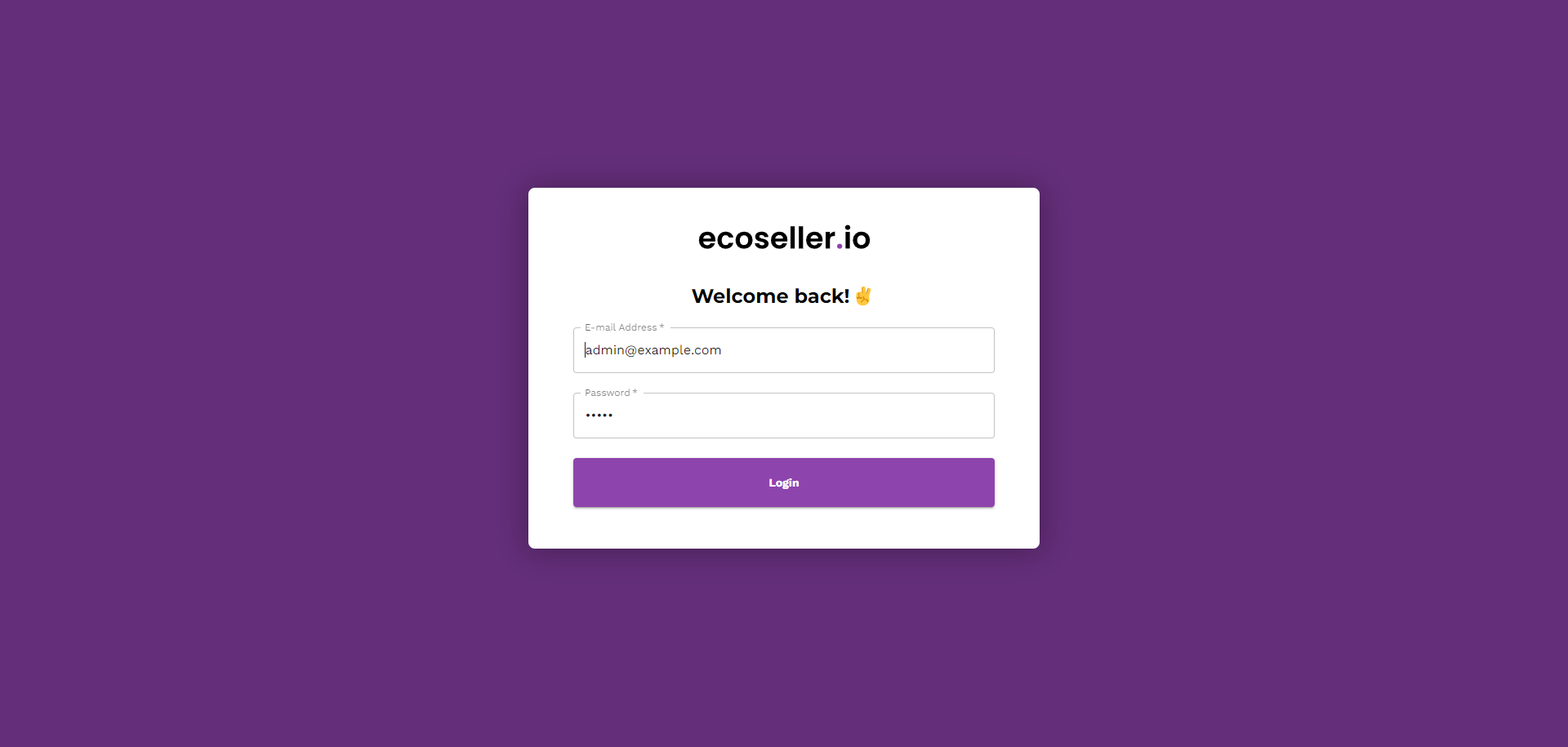 Login page