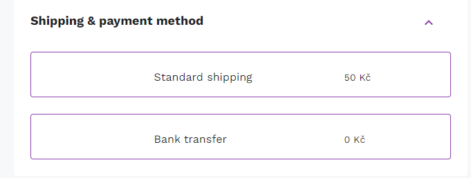 Shipping & payment method